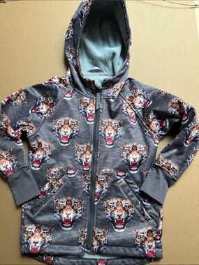 Therm Kids Tiger Print Eco All-Weather Waterproof Softshell Hoodie Jacket 5
